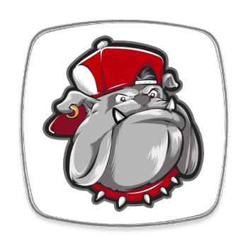 Bulldog Maskottchen Straßengrunge - Viereckiger Kühlschrankmagnet - Weiß - Vorne