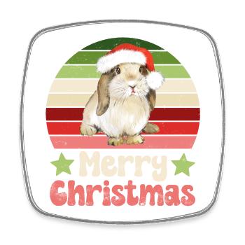 Rabbit Rabbit Christmas - Square fridge magnet - white - Front