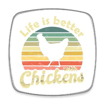 Huhn Hühner - Viereckiger Kühlschrankmagnet - Weiß - Vorne