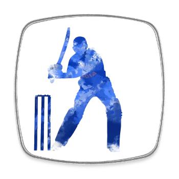 BATTEUR DE CRICKET - Magnet carré - blanc - Devant