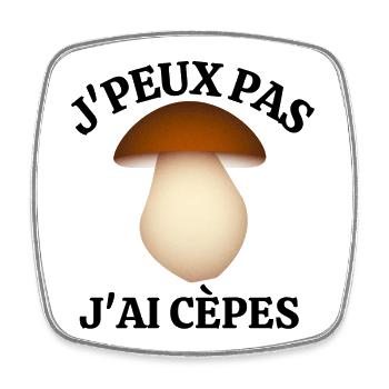cèpes, champignon, ramasser des champignon - Magnet carré - blanc - Devant