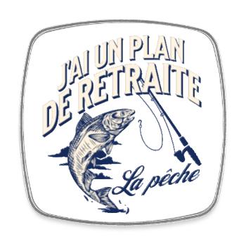 Mon plan de retraite pêche humour retraité cadeau - Magnet carré - blanc - Devant