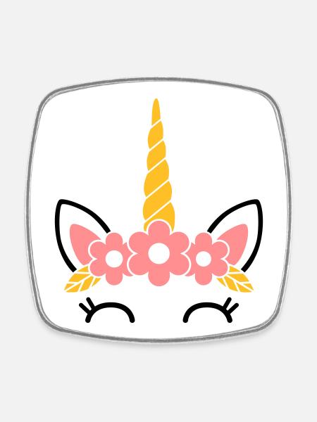 Queen of Flowers: The Majestic Unicorn - Square fridge magnet - white