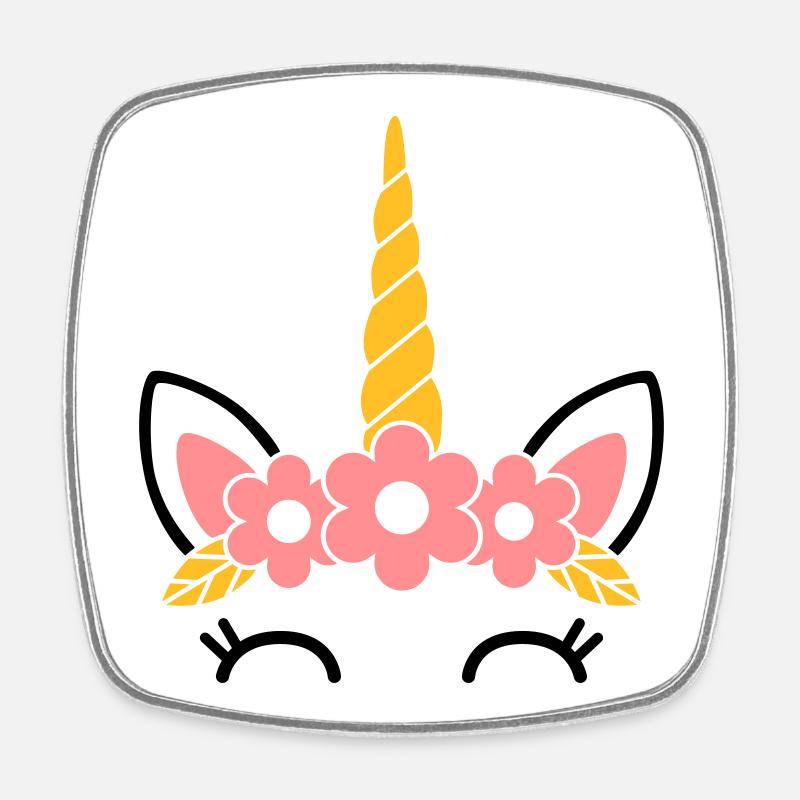 Reine des fleurs : la majestueuse licorne - Magnet carré - blanc