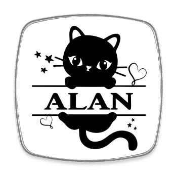 T-Shirt Alan T-Shirt Geschenkidee - Viereckiger Kühlschrankmagnet - Weiß - Vorne