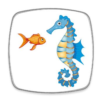 Poissons rouges et hippocampes comiques mignons - Magnet carré - blanc - Devant
