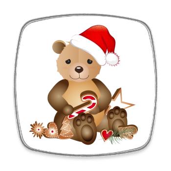 goldiger Bär für Weihnachten mit Weihnachtsmütze - Viereckiger Kühlschrankmagnet - Weiß - Vorne