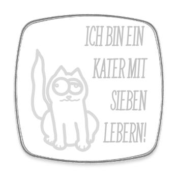 Kater mit 7 Lebern - Viereckiger Kühlschrankmagnet - Weiß - Vorne