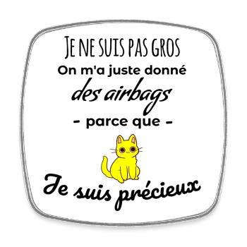 Cadeau humour chat je ne suis pas gros - Magnet carré - blanc - Devant