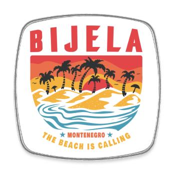 Bijela Montenegro Palmen Strand Design - Viereckiger Kühlschrankmagnet - Weiß - Vorne