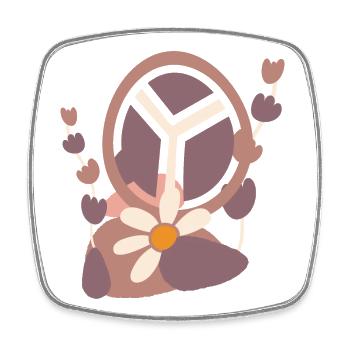 Friedenszeichen mit Blume - Viereckiger Kühlschrankmagnet - Weiß - Vorne
