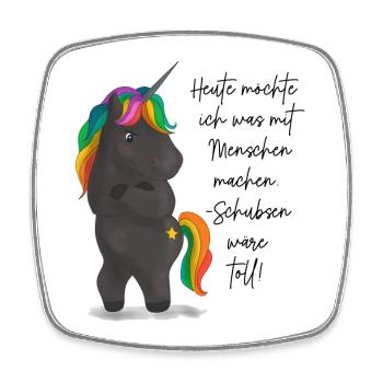 Einhorndrache mit Regenbogenmähne - Viereckiger Kühlschrankmagnet - Weiß - Vorne