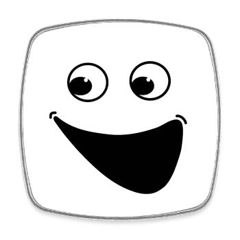 Happy Face Smile Cartoon Positive Laughter - Square fridge magnet - white - Front