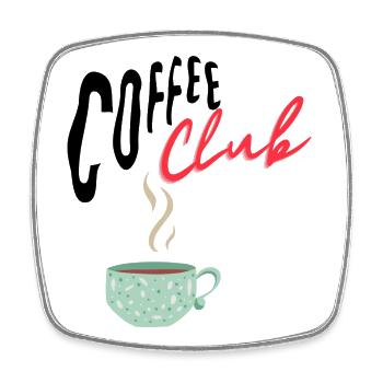 Coffee Club - Viereckiger Kühlschrankmagnet - Weiß - Vorne