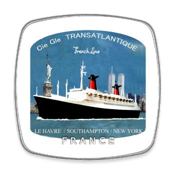 PAQUEBOT FRANCE création Louis RUNEMBERG © Adagp - Magnet carré - blanc - Devant