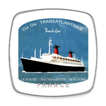 PAQUEBOT FRANCE création Louis RUNEMBERG © Adagp - Magnet carré - blanc - Devant