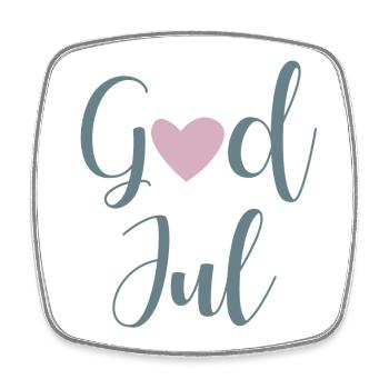 God Jul Heart Handwriting Swedish Xmas - Square fridge magnet - white - Front
