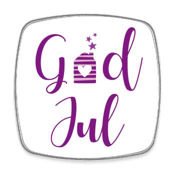 GodJul schwedische Weihnachten Skandi Handschrift - Viereckiger Kühlschrankmagnet - Weiß - Vorne