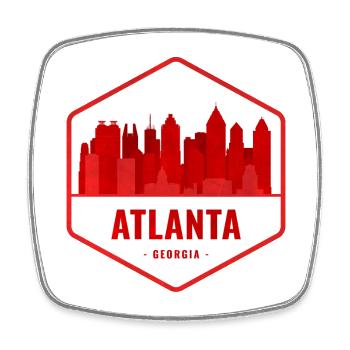 Atlanta Skyline Abzeichen - Viereckiger Kühlschrankmagnet - Weiß - Vorne