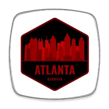 Atlanta Skyline Silhouette Red - Square fridge magnet - white - Front