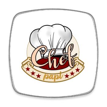 Chef cuisinier papi - Magnet carré - blanc - Devant
