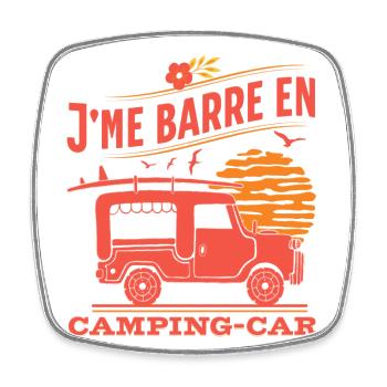 J'me barre en caping-car humour campeur cadeau - Magnet carré - blanc - Devant