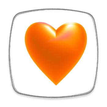 Idée cadeau orange cœur - Magnet carré - blanc - Devant