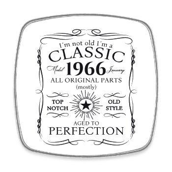 Born 1966 January 57th birthday Gift man - Square fridge magnet - white - Front