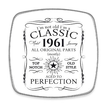 Born 1961 January 62nd birthday gift man - Square fridge magnet - white - Front