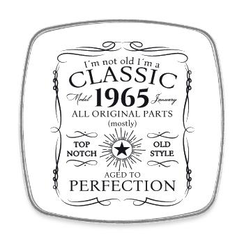 Born 1965 January 58th birthday Gift man - Square fridge magnet - white - Front