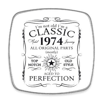 Born 1974 January 49th birthday Gift man - Square fridge magnet - white - Front