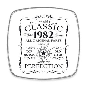 Born 1982 January 41st birthday Gift man - Square fridge magnet - white - Front