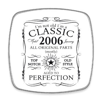 Born 2006 January 17th birthday Gift man - Square fridge magnet - white - Front