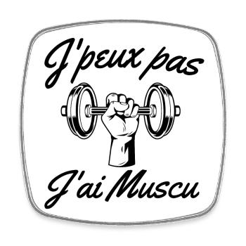 musculation, muscu, fitness - Magnet carré - blanc - Devant