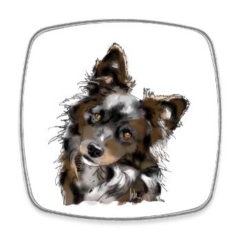 Australian Shepherd - Viereckiger Kühlschrankmagnet - Weiß - Vorne