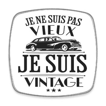 Je ne suis pas vieux je suis vintage humour cadeau - Magnet carré - blanc - Devant