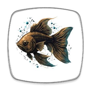Brauner Fisch - Viereckiger Kühlschrankmagnet - Weiß - Vorne