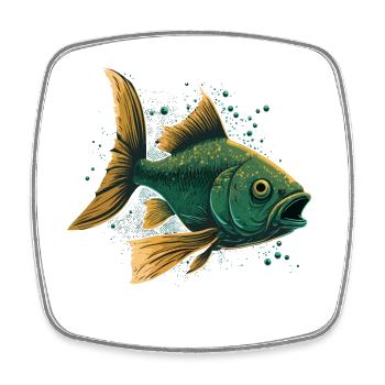 Fish with open Mouth - Square fridge magnet - white - Front