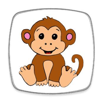 Baby Monkey Illustration – Nursery Motif - Square fridge magnet - white - Front