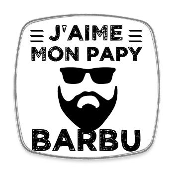 J' aime mon papy barbu humour enfant bébé cadeau - Magnet carré - blanc - Devant
