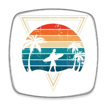 Sunset Surf and Palm Coast - Square fridge magnet - white - Front