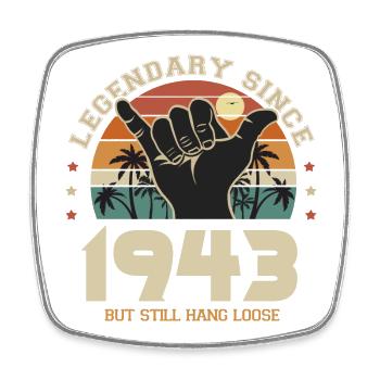 birthday born in 1943 Cool surf gift 80 years - Square fridge magnet - white - Front
