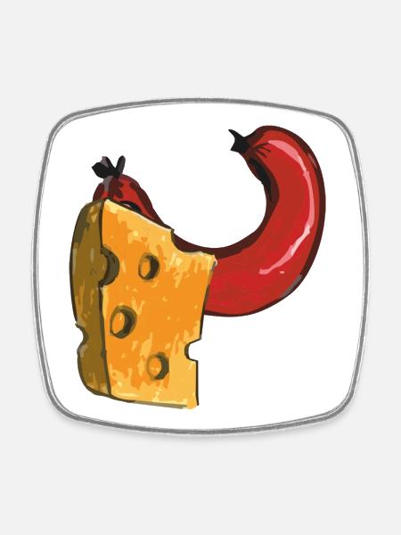 wurst und kaese - Viereckiger Kühlschrankmagnet - Weiß