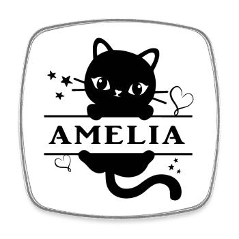 t-shirt Amelia t-shirt cat gift idea cat - Square fridge magnet - white - Front