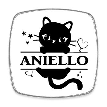 T-Shirt Aniello T-Shirt Katze Geschenkidee Katze Katze - Viereckiger Kühlschrankmagnet - Weiß - Vorne