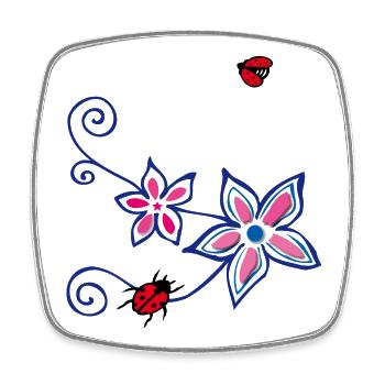 Flower with ladybug - Square fridge magnet - white - Front