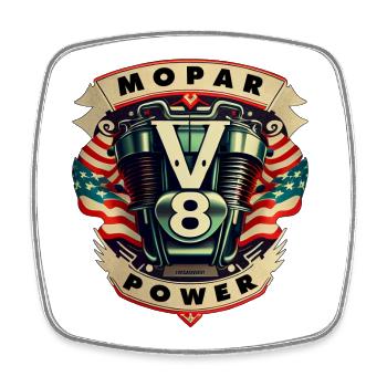 Mopar Power V8 Muscle Car USA Logo du moteur - Magnet carré - blanc - Devant