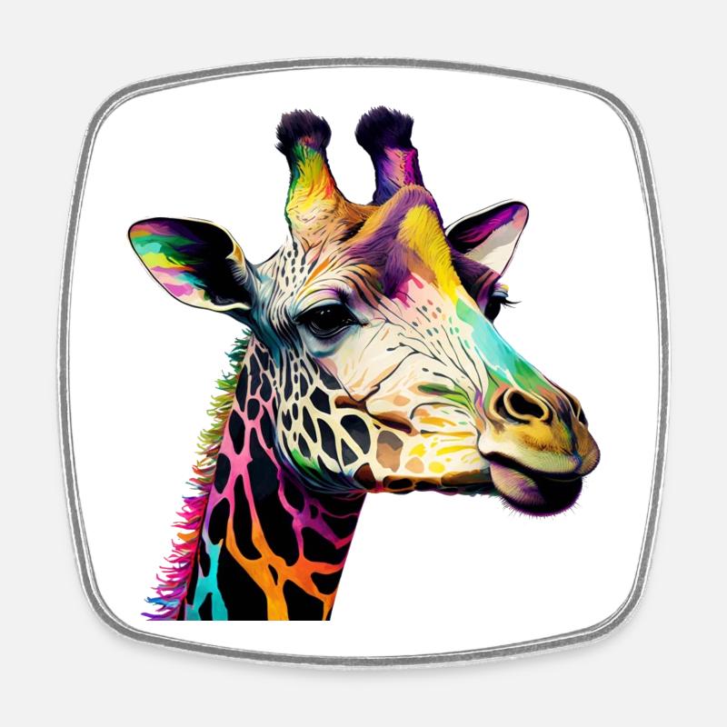 Giraffe - Viereckiger Kühlschrankmagnet - Weiß