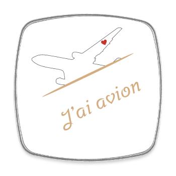 J'peux pas j'ai avion - Magnet carré - blanc - Devant