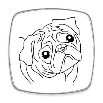Pug Face - Le compagnon mignon - Magnet carré - blanc - Devant